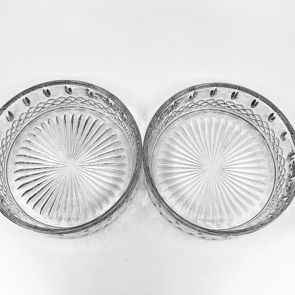 Set of 2 Vintage Indiana Glass Co Princess Clear Diamond Cut Glass Candy Bowls - Picture 5 of 11